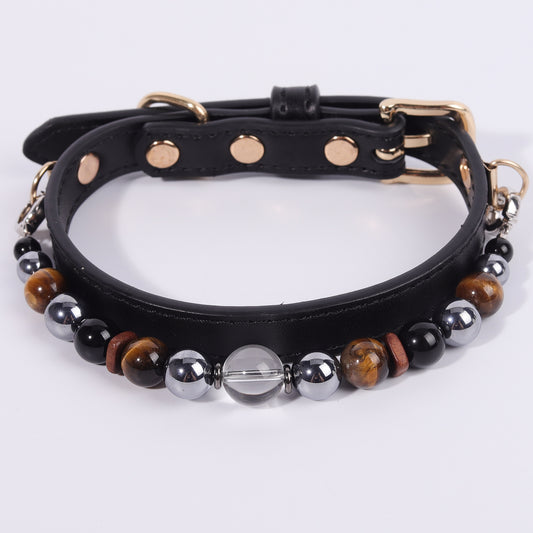 New Fashion healing crystal pet necklace can be adjusted in size and easily disassembled