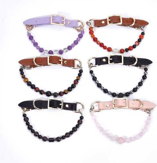 New natural crystal pet necklace healing crystal cats dogs fashionable personalized collar necklace
