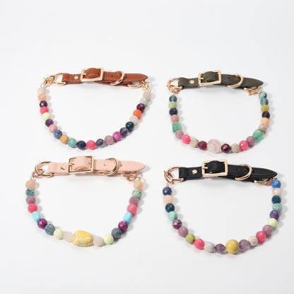 Randomized delivery healing crystal pets bracelet Pet Crystal Collar Fashionable Therapeutic Sophisticated Adjustable Ring Opening