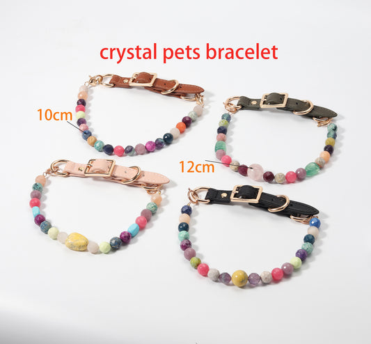 Randomized delivery healing crystal pets bracelet Pet Crystal Collar Fashionable Therapeutic Sophisticated Adjustable Ring Opening