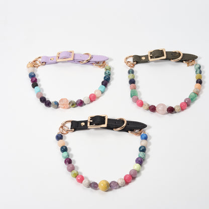Randomized delivery healing crystal pets bracelet Pet Crystal Collar Fashionable Therapeutic Sophisticated Adjustable Ring Opening