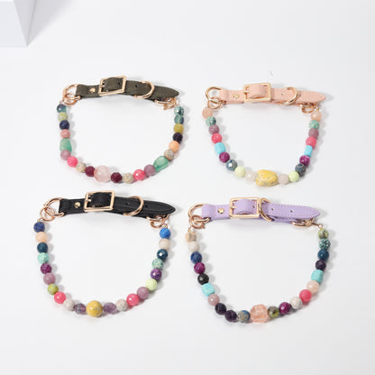 Randomized delivery healing crystal pets bracelet Pet Crystal Collar Fashionable Therapeutic Sophisticated Adjustable Ring Opening