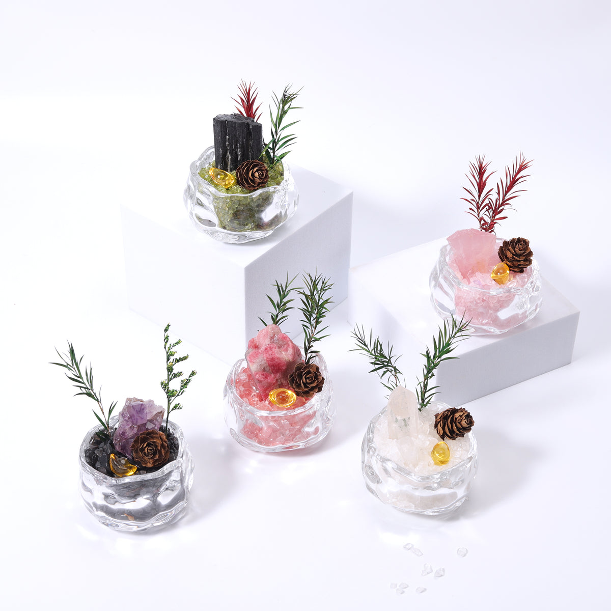 Crystal bonsai miniature landscape, crystal raw stone DIY office and home creative decorative item, home decoration