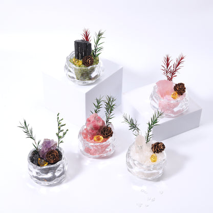Crystal bonsai miniature landscape, crystal raw stone DIY office and home creative decorative item, home decoration
