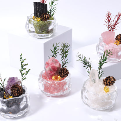 Crystal bonsai miniature landscape, crystal raw stone DIY office and home creative decorative item, home decoration