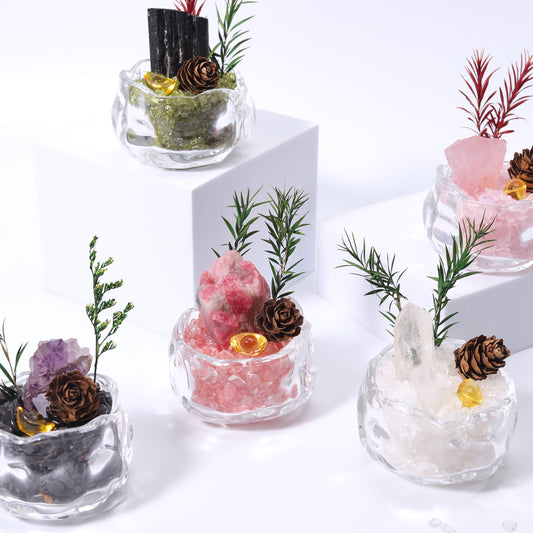 Crystal bonsai miniature landscape, crystal raw stone DIY office and home creative decorative item, home decoration