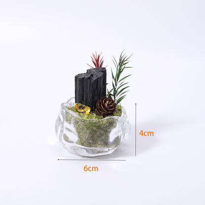 Crystal bonsai miniature landscape, crystal raw stone DIY office and home creative decorative item, home decoration