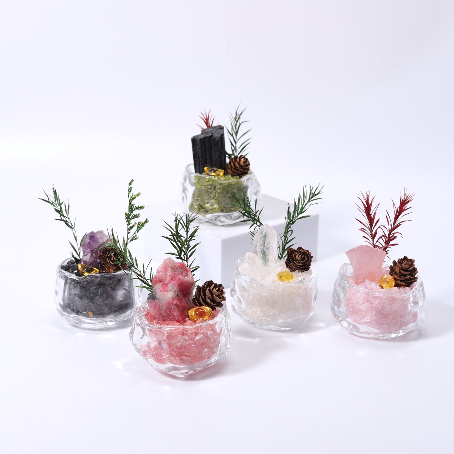 Crystal bonsai miniature landscape, crystal raw stone DIY office and home creative decorative item, home decoration