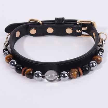 New Fashion healing crystal pet necklace can be adjusted in size and easily disassembled