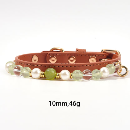New Healing Crystal Pet Collar - Natural crystal beads, adjustable size