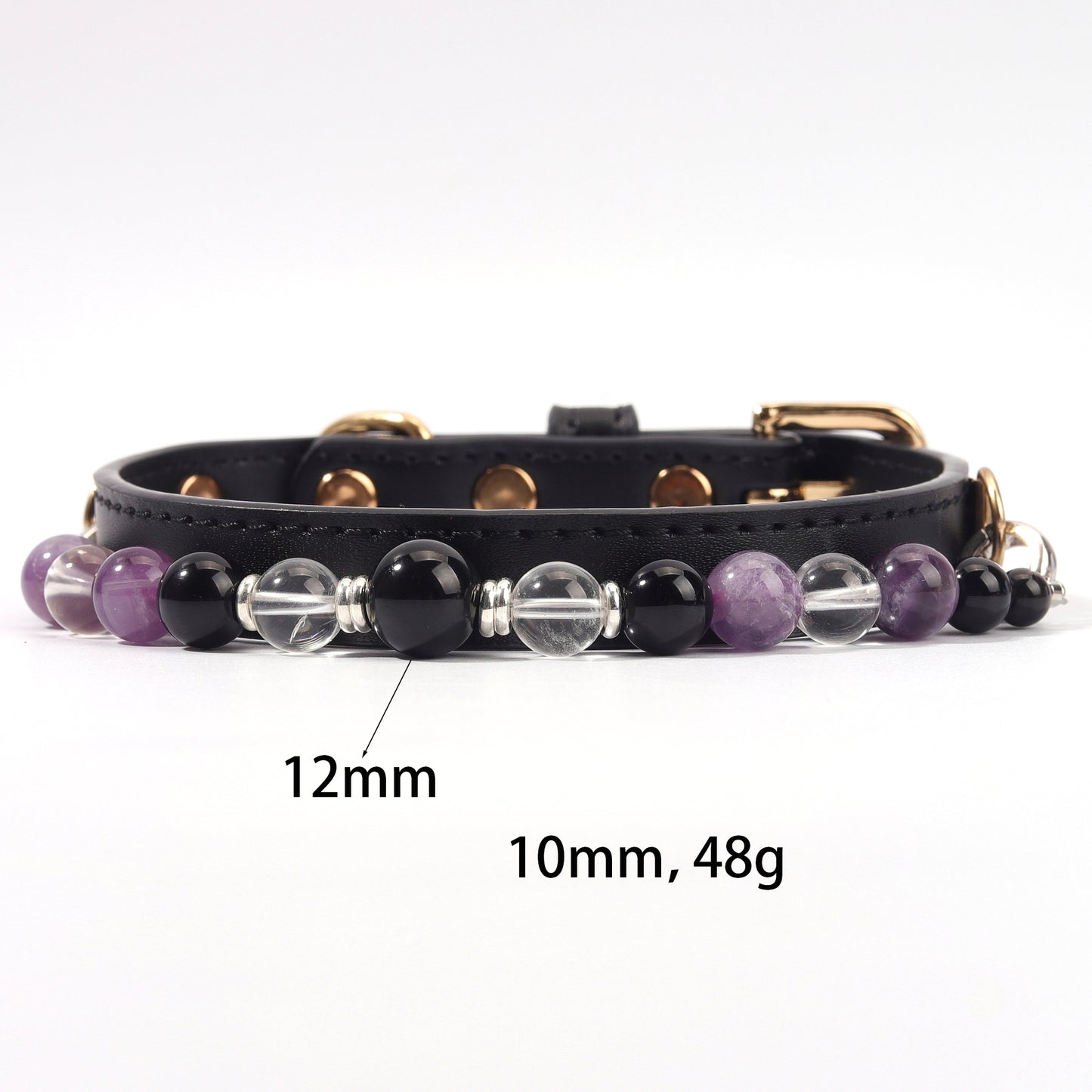 New Healing Crystal Pet Collar - Natural crystal beads, adjustable size