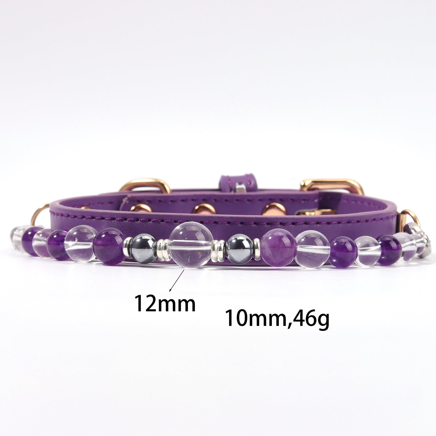New Healing Crystal Pet Collar - Natural crystal beads, adjustable size