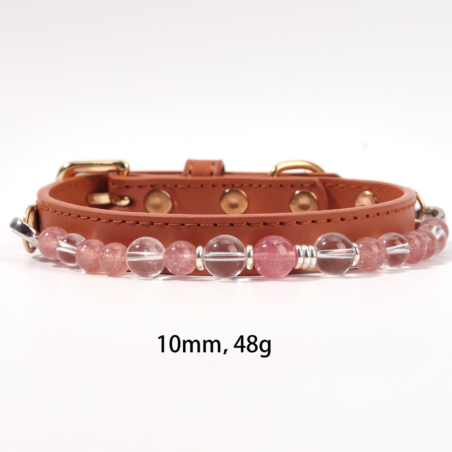 New Healing Crystal Pet Collar - Natural crystal beads, adjustable size