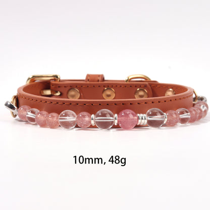 New Healing Crystal Pet Collar - Natural crystal beads, adjustable size