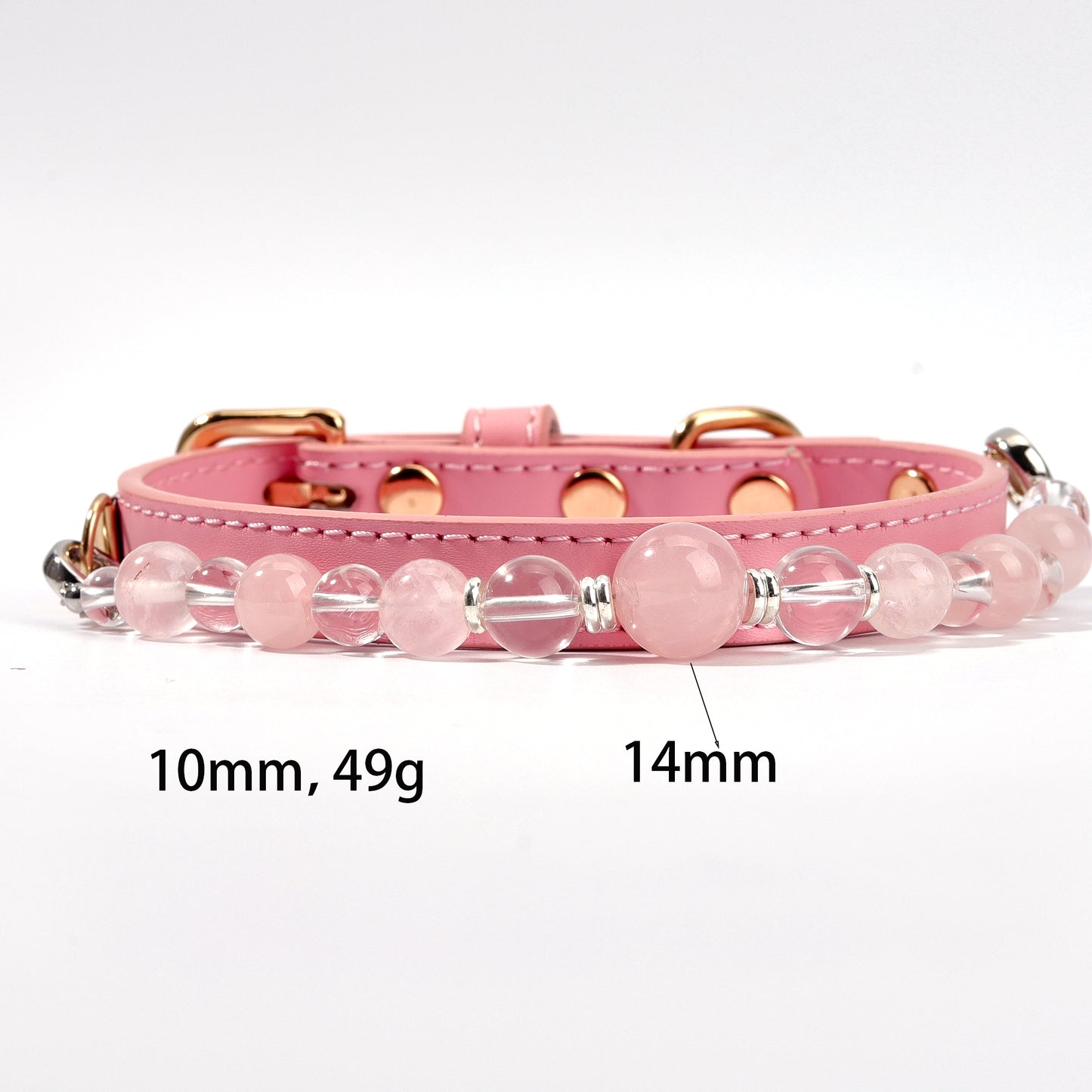 New Healing Crystal Pet Collar - Natural crystal beads, adjustable size
